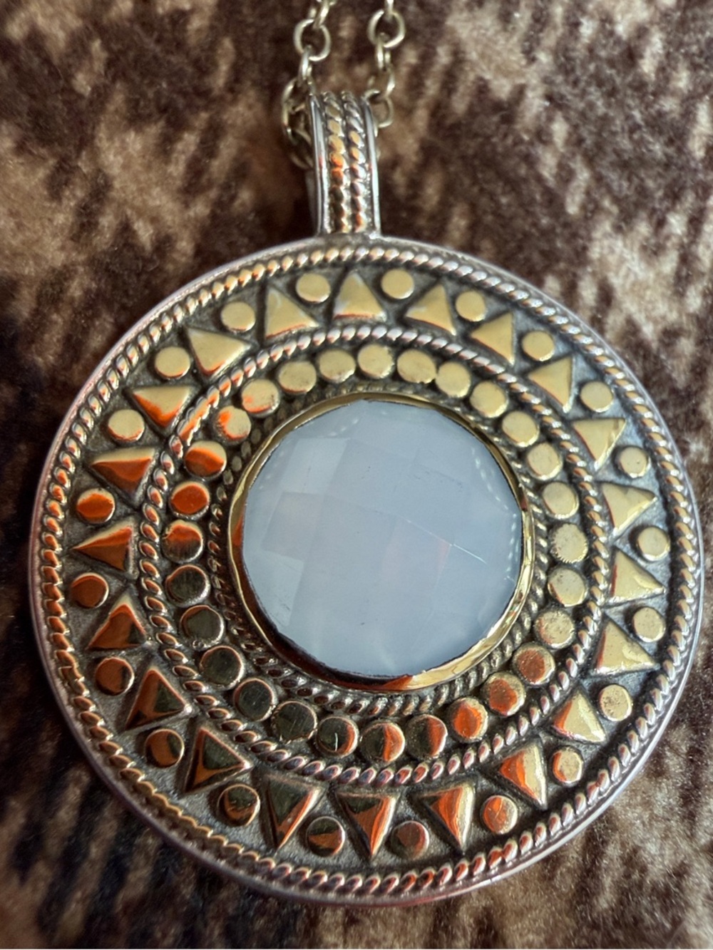 Anna Beck 18kg 925 Filigree Pendant Necklace with MOP SLIGHT PINK TINGE 20”